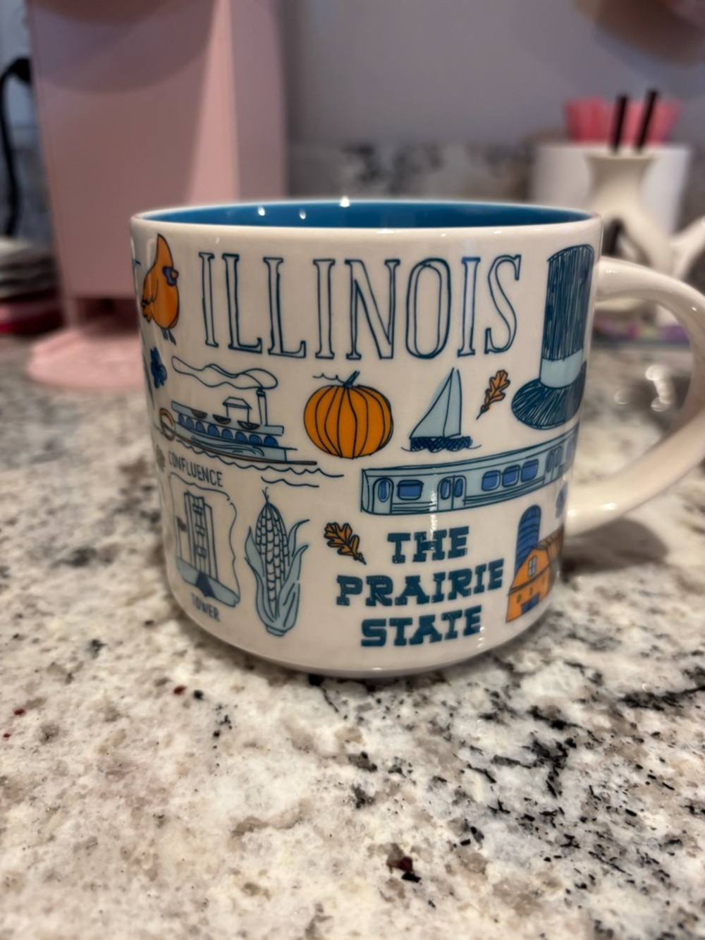 Starbucks Illinois State Ceramic Mug - Blue & Orange